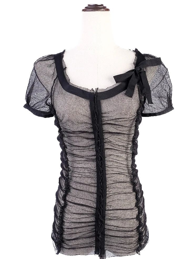Excellent Philosophy di Alberta Ferretti Black Sheer Top Size M