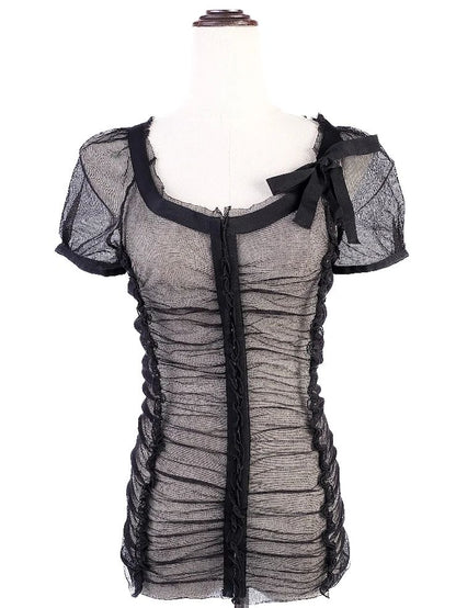 Excellent Philosophy di Alberta Ferretti Black Sheer Top Size M