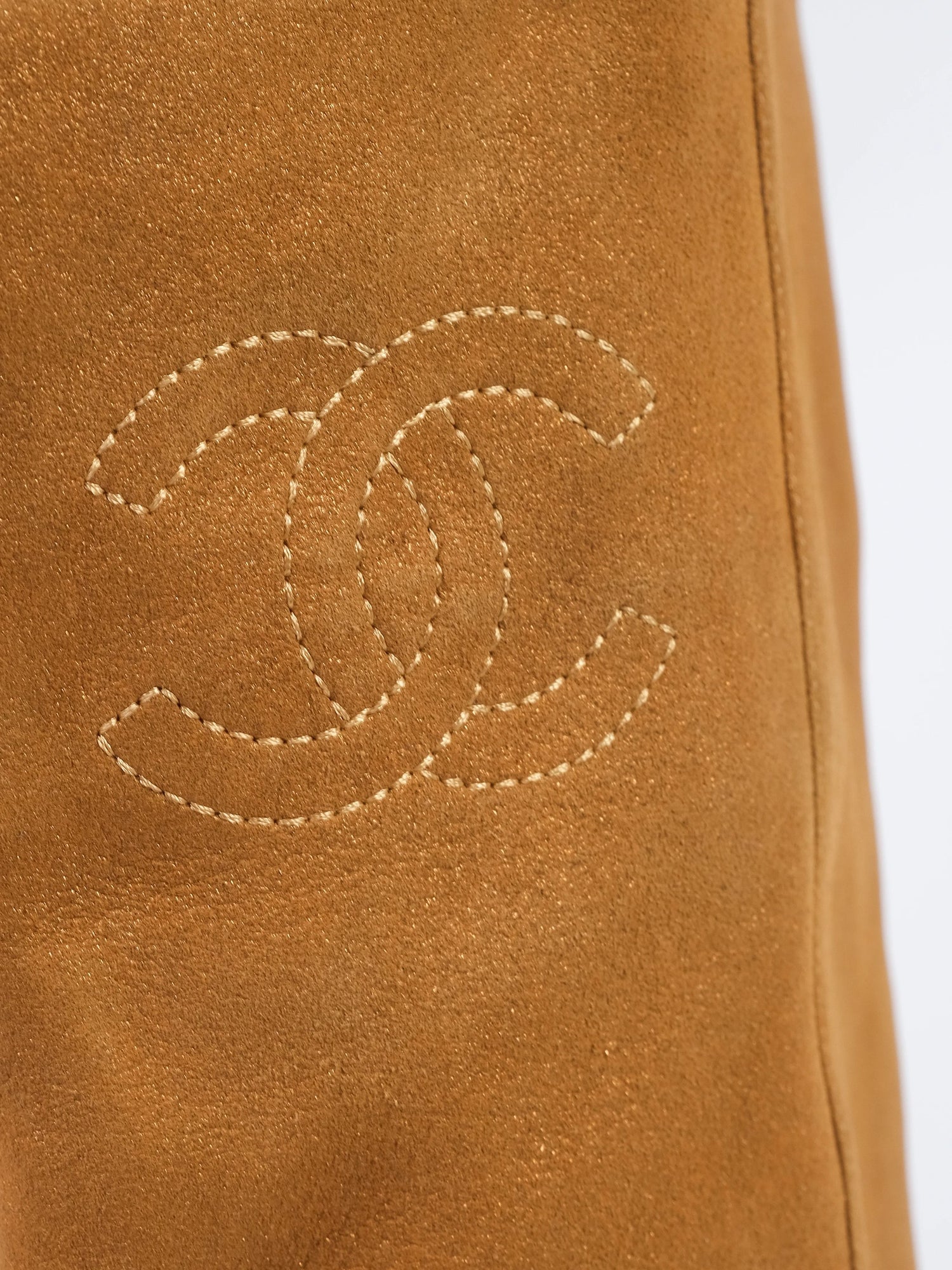 Excellent Chanel Orange Leather Knee-High Boots with Block Heel