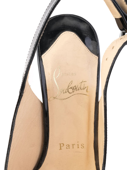 Christian Louboutin Black Leather Wedge Platform Shoes Size 35