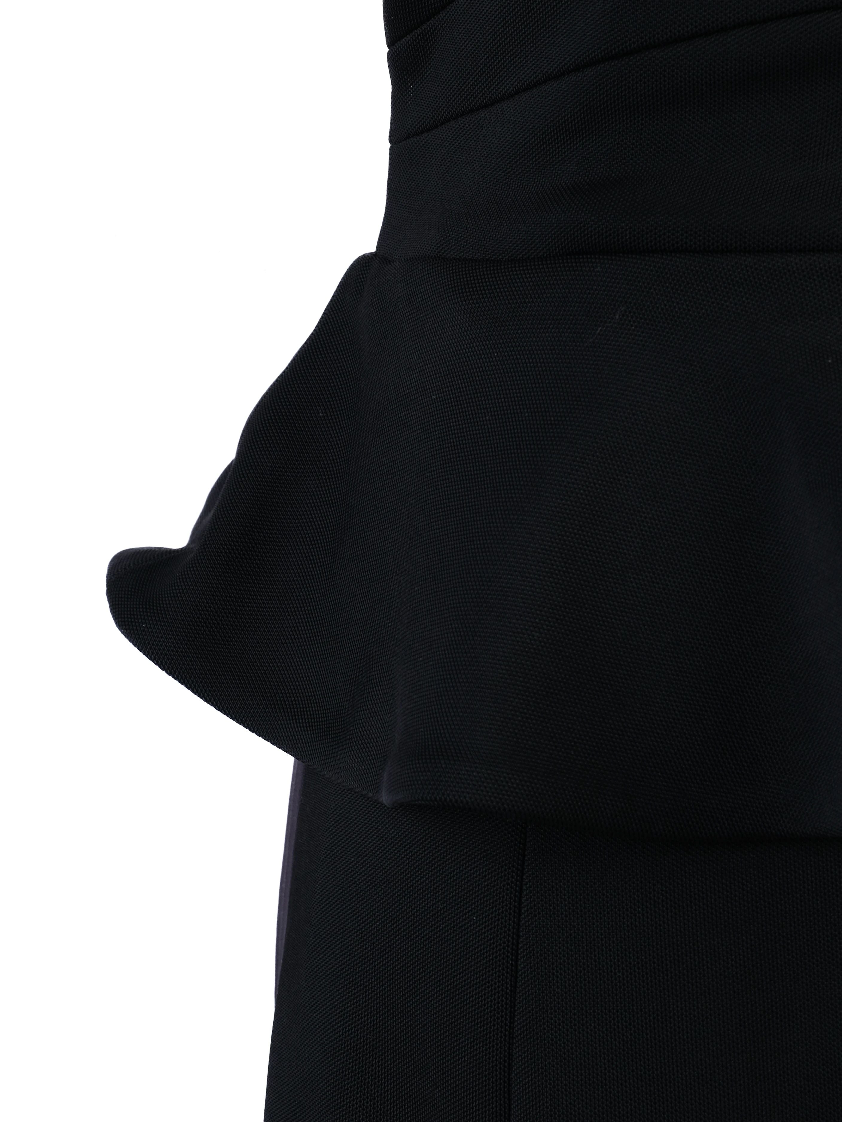 Excellent Karen Millen Black Viscose Dress Size M with Peplum Detail