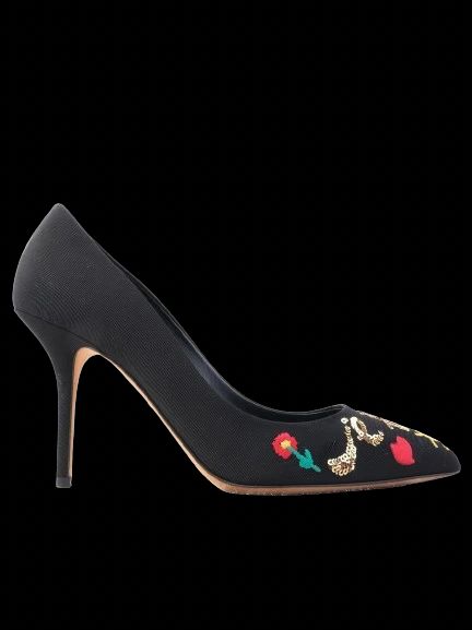 Excellent Dolce Gabbana Black High-Heeled Shoes Embroidered Size N/A