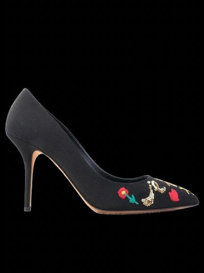 Excellent Dolce Gabbana Black High-Heeled Shoes Embroidered Size N/A