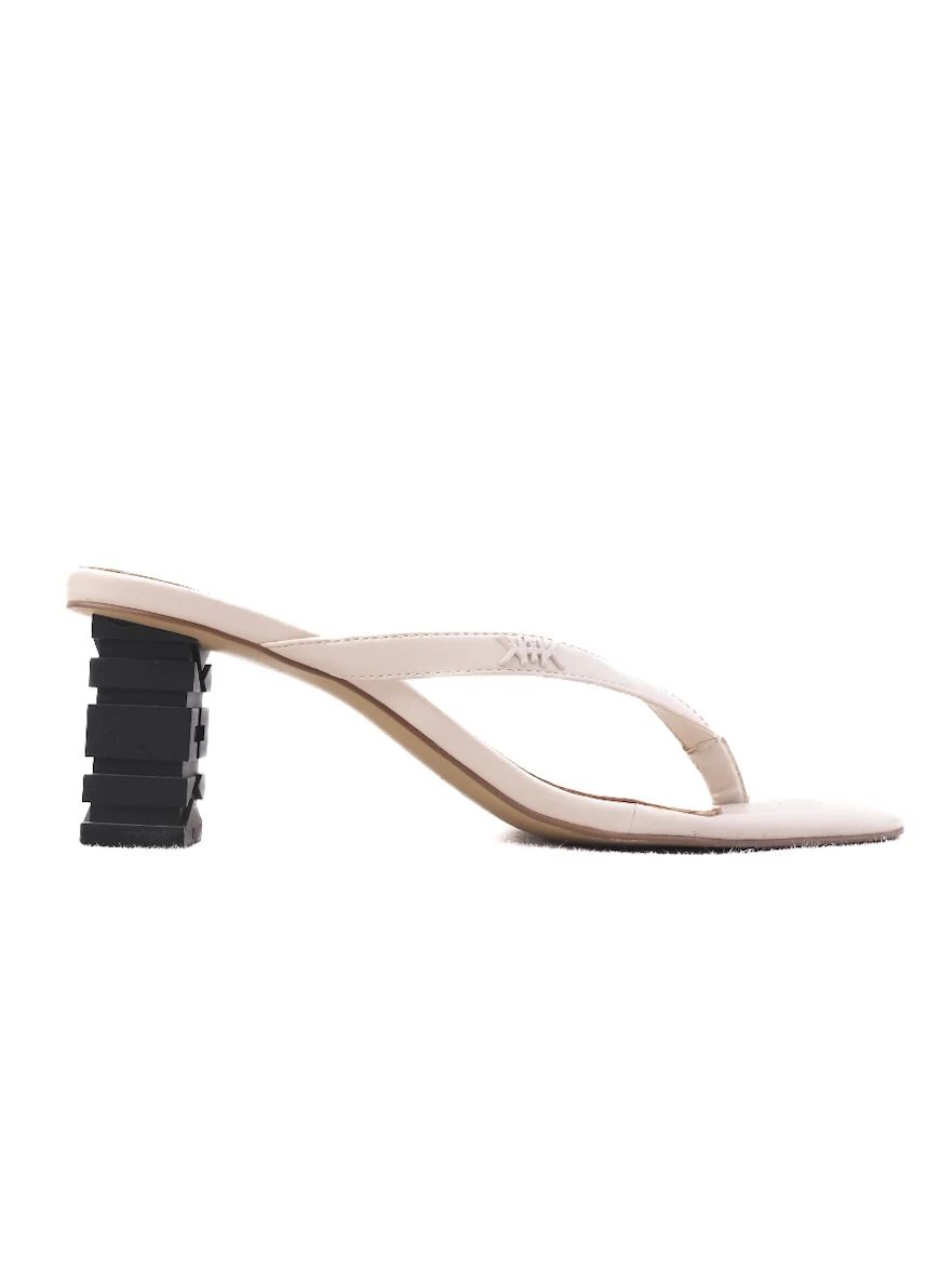 Excellent Kendall+Kylie White Leather Heeled Sandals with Geometric Block Heel