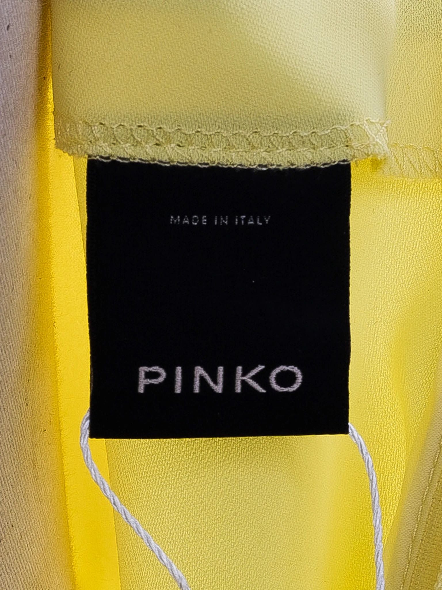 Excellent Pinko Yellow Cotton Blouse M with Lace and White Collar
