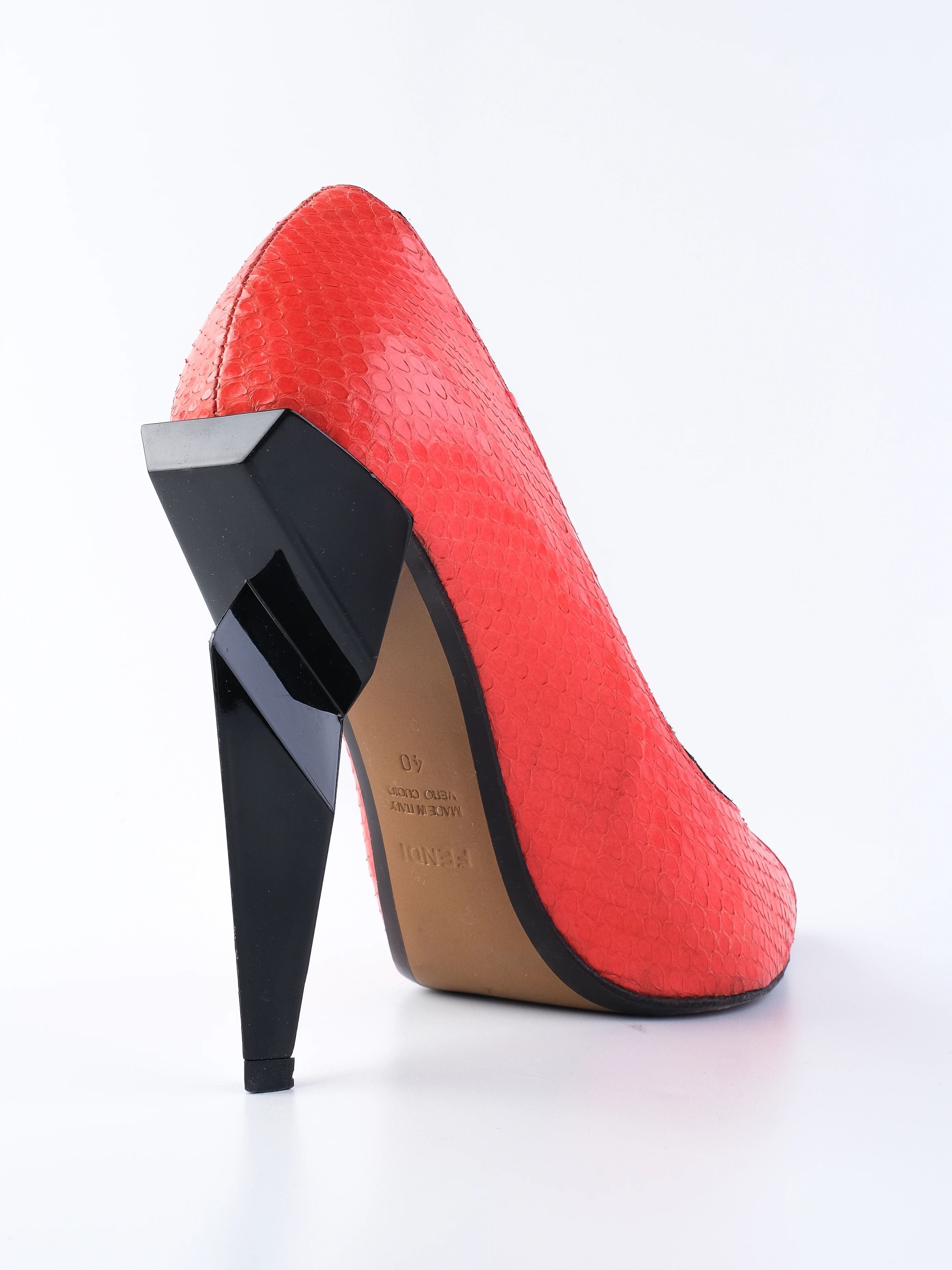 Good Fendi Orange Snakeskin Pattern High Heeled Shoes Size 40