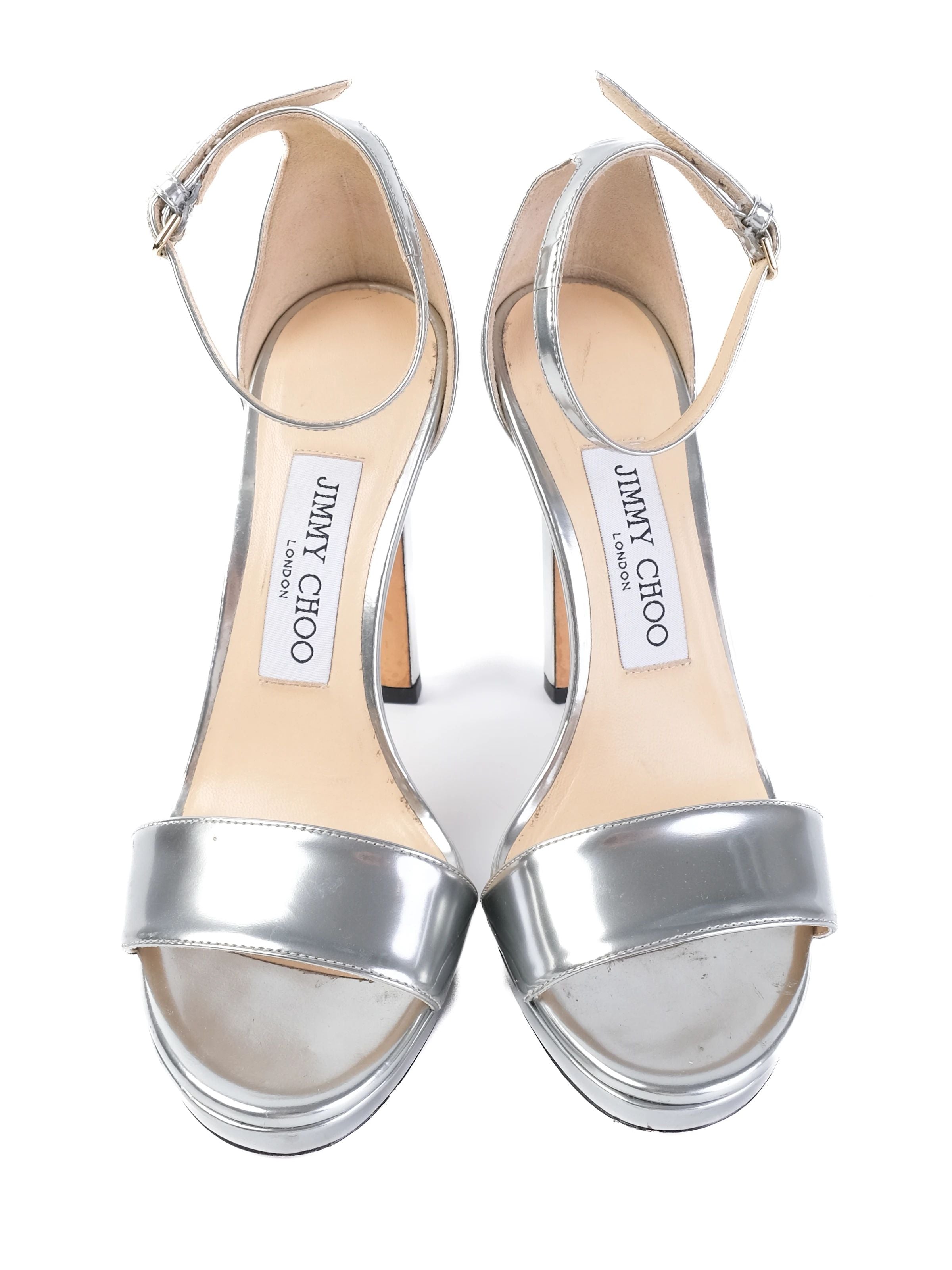 Excellent Jimmy Choo Gray Leather High-Heeled Shoes Size 35