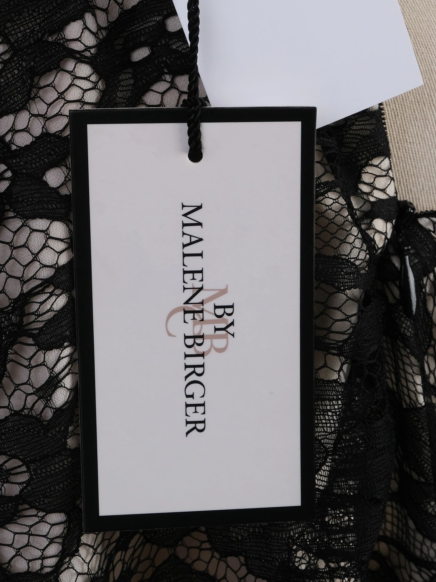 NEW By Malene Birger White Silk Skirt with Black Lace Size XS