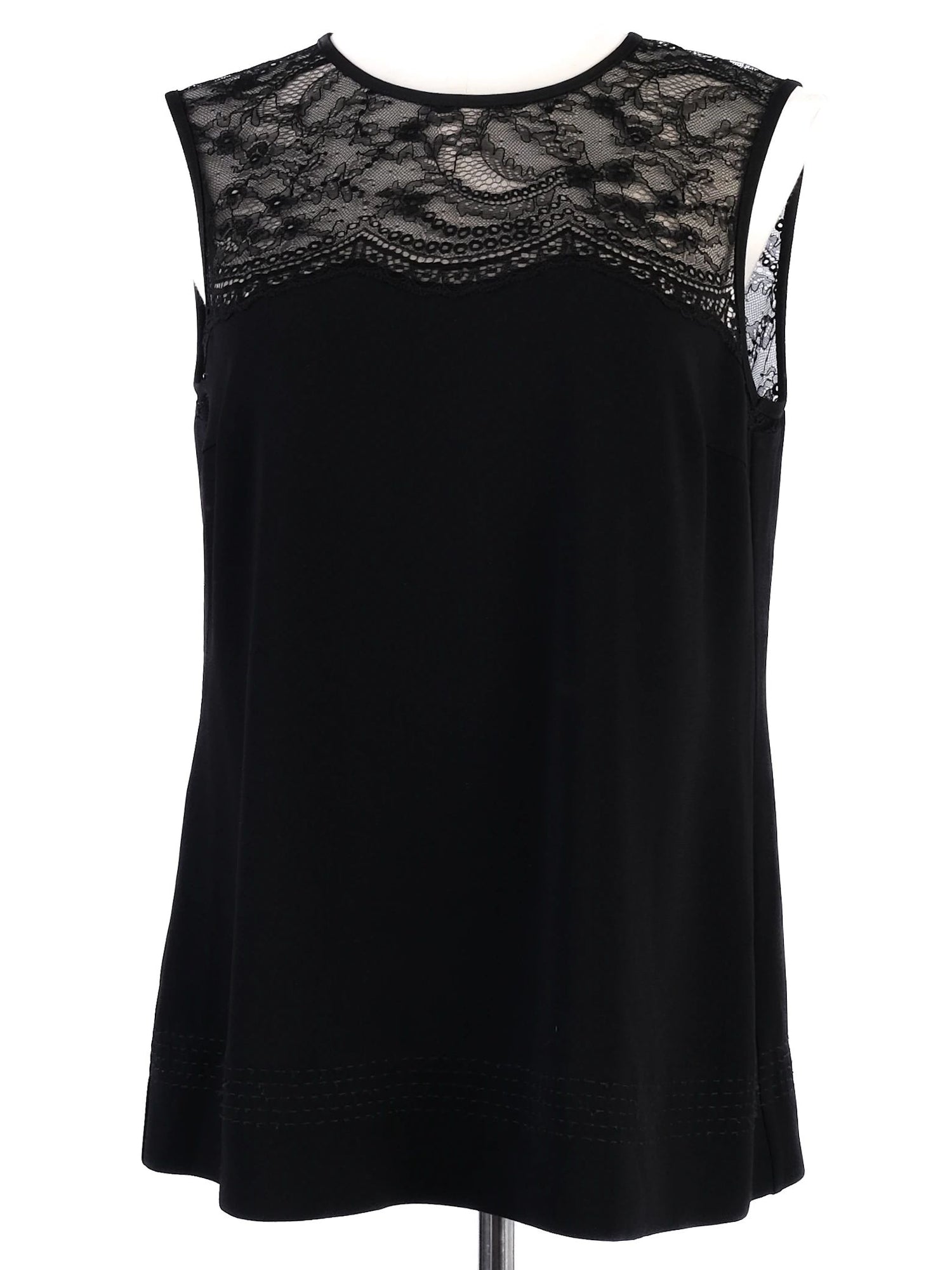 Excellent Strenesse Black Sleeveless Top with Lace Detailing Size M