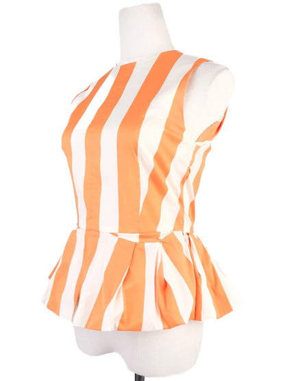 Excellent TOGA Archives Peplum Top Orange Cupro Striped WomenÕs Size