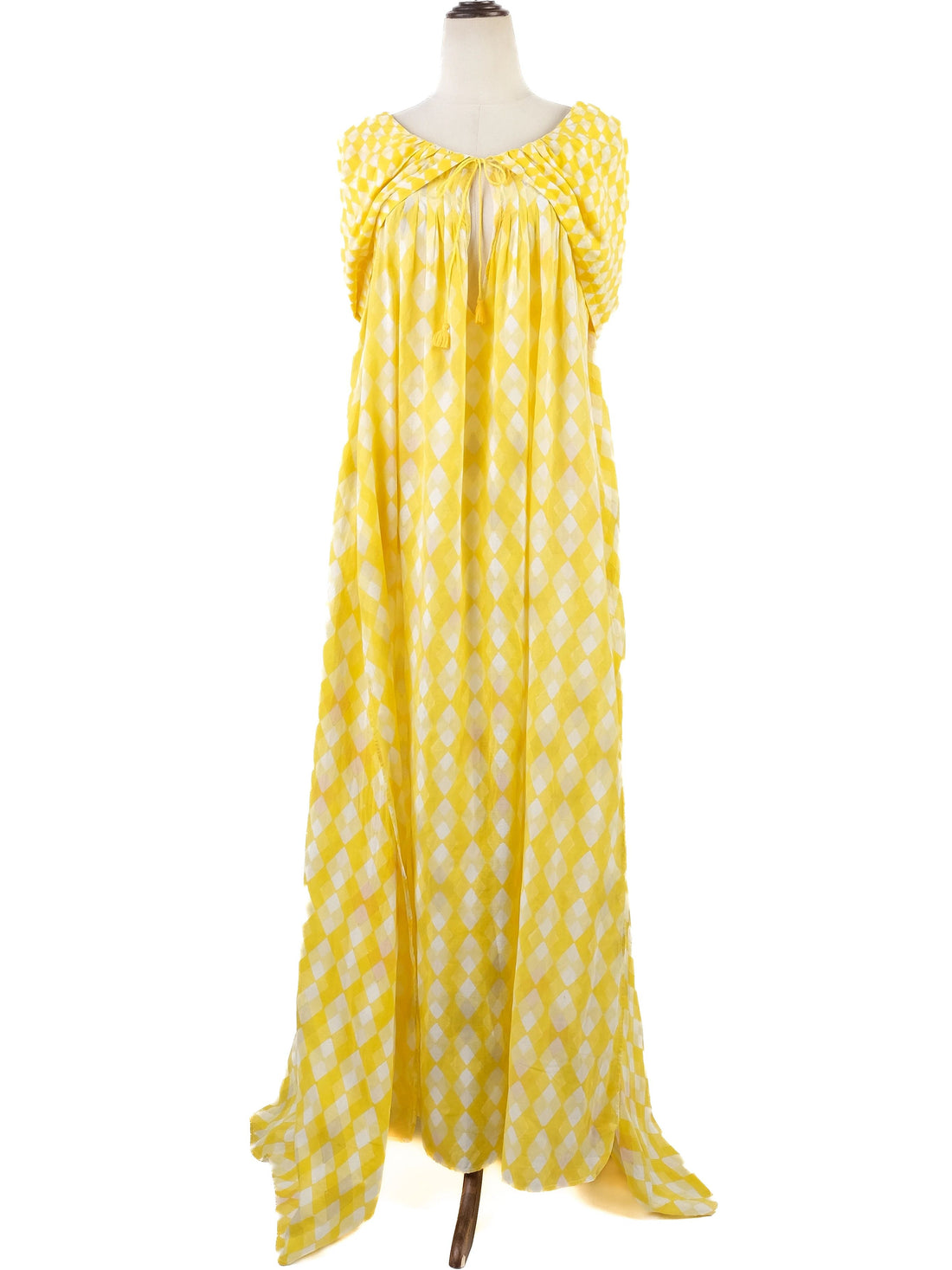 Excellent Thierry Colson Yellow Cotton Long Dress Size L
