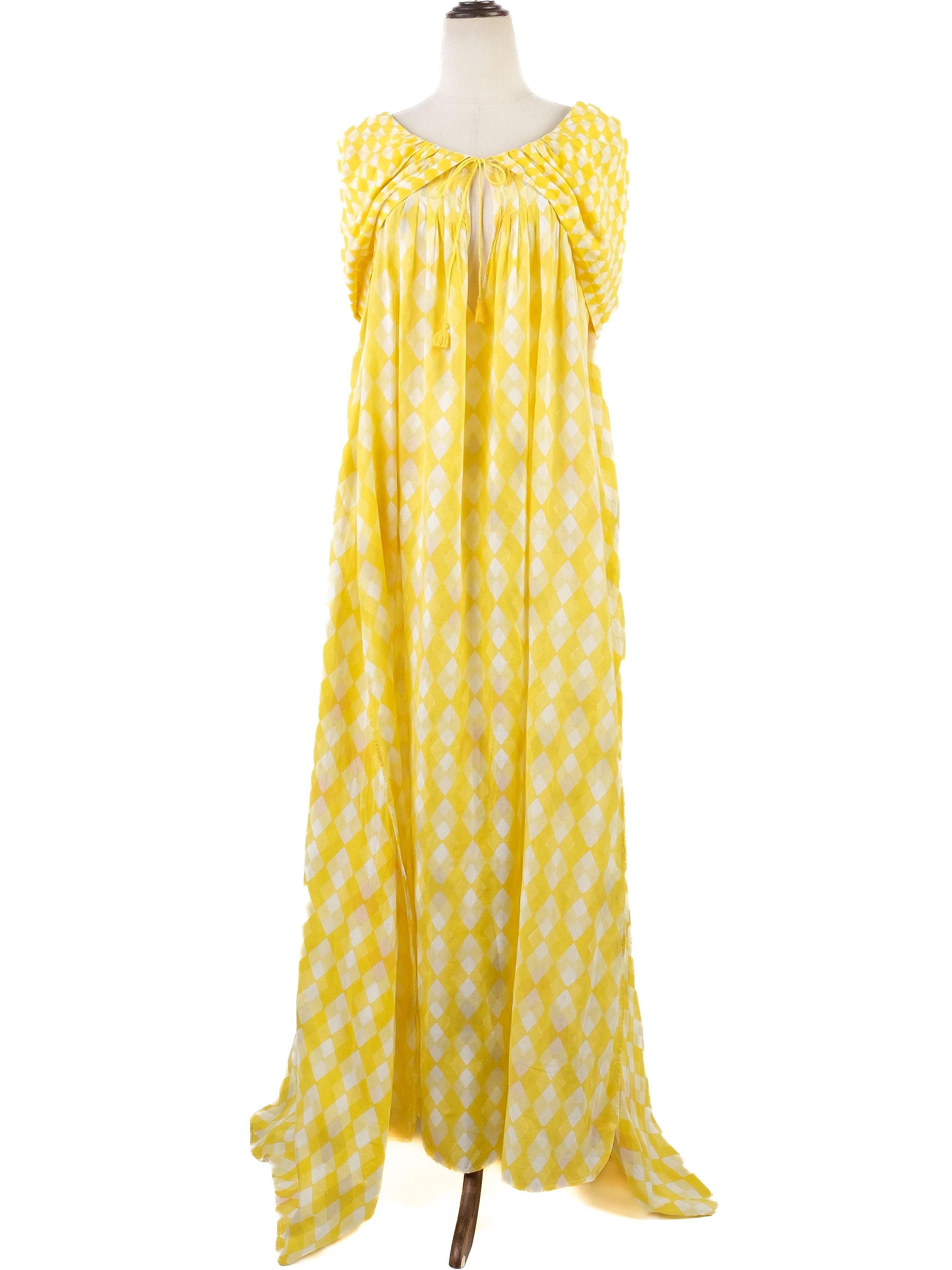 Excellent Thierry Colson Yellow Cotton Long Dress Size L