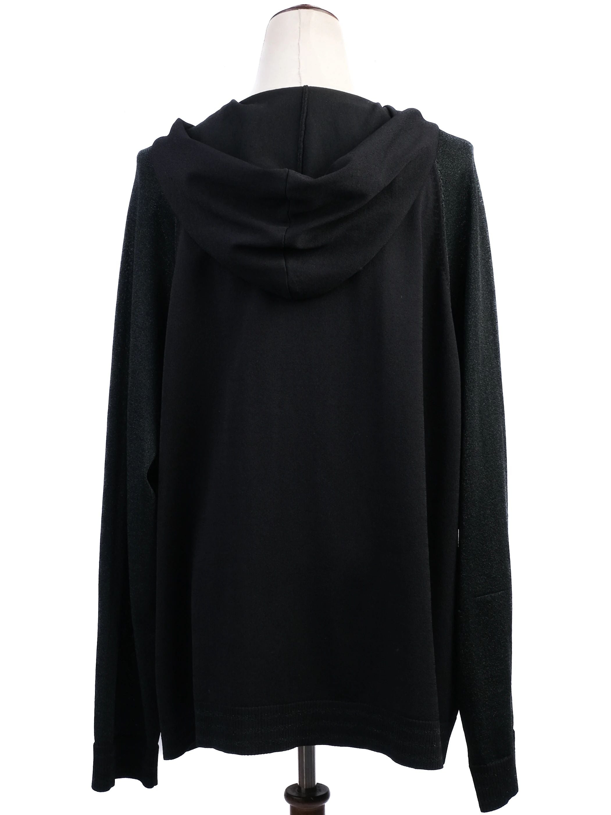 Excellent Marina Rinaldi Black Hooded Jacket XL Viscose YKK Zipper