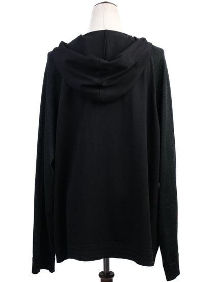 Excellent Marina Rinaldi Black Hooded Jacket XL Viscose YKK Zipper