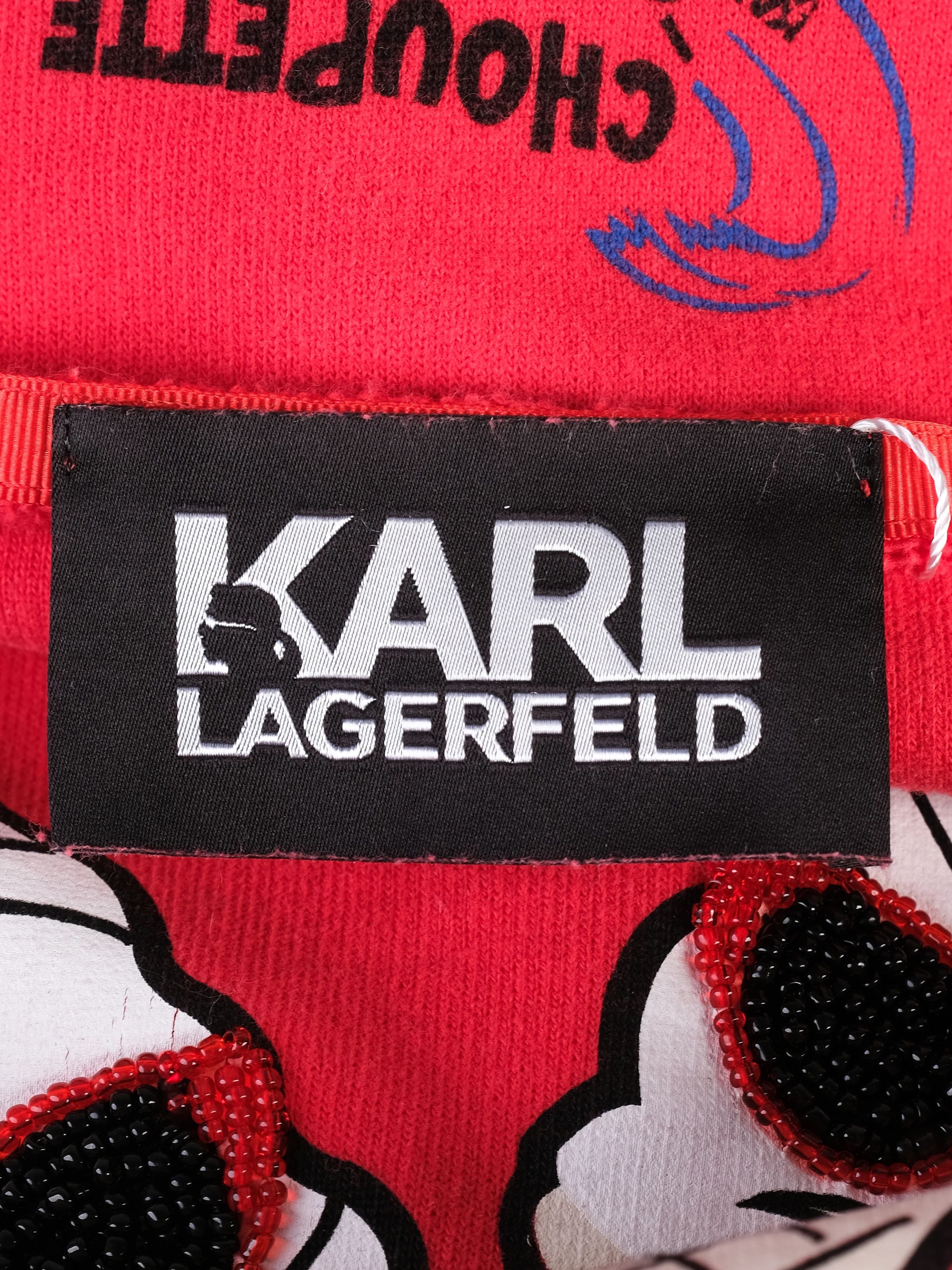 Karl Lagerfeld Red Cotton Sweatshirt XL with Ice Cream Design