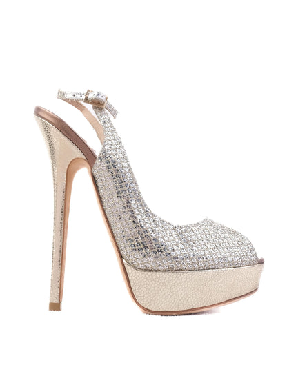 Excellent Jimmy Choo Gray Leather High-Heeled Platform Shoes Size 37