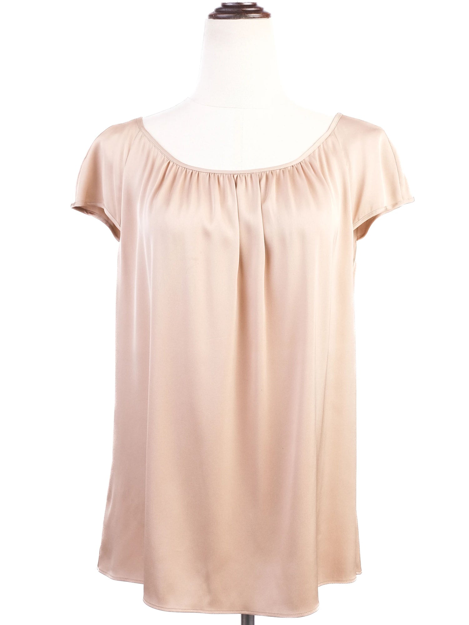 Excellent Hugo White Silk Blouse Size L Short Sleeve Flowy Top