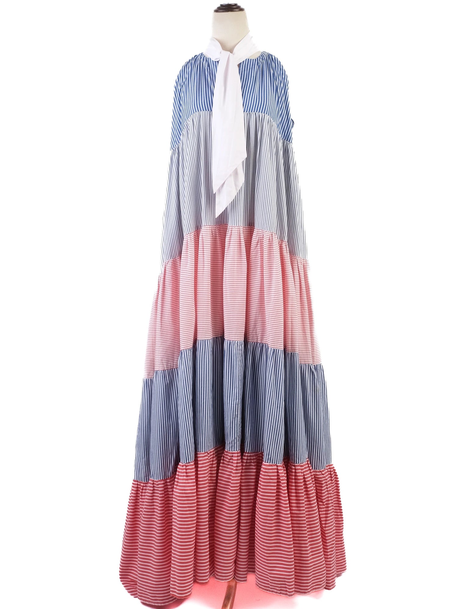 Excellent Lisa Marie Fernandez Maxi Dress L Cotton Natural Blue Red
