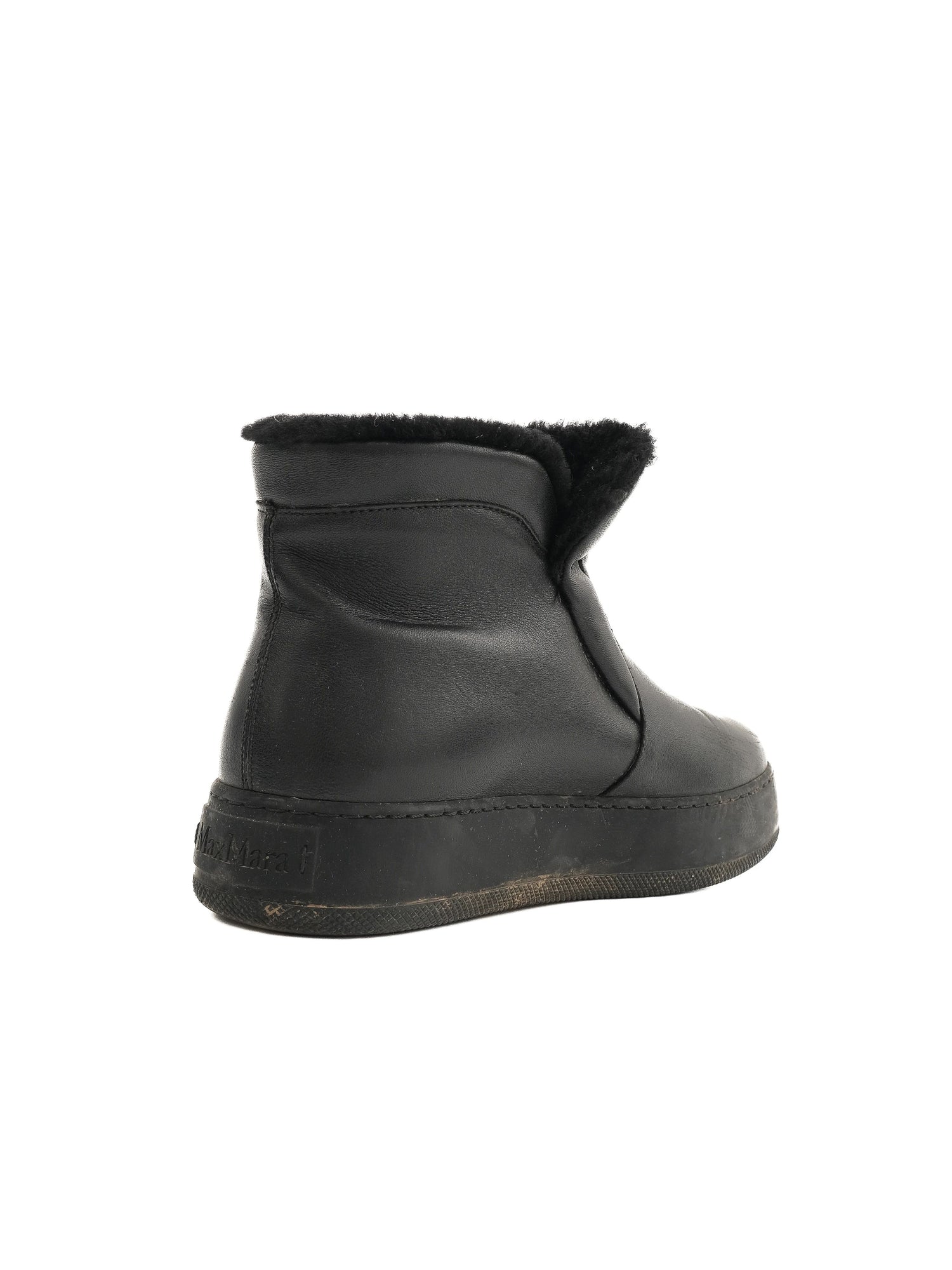 Excellent Max Mara Black Leather Ankle Boots Size 37