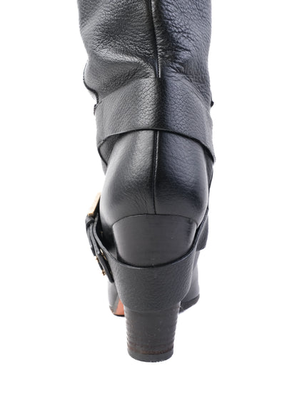 Excellent Chloe Black Leather Knee-High Boots Size 41