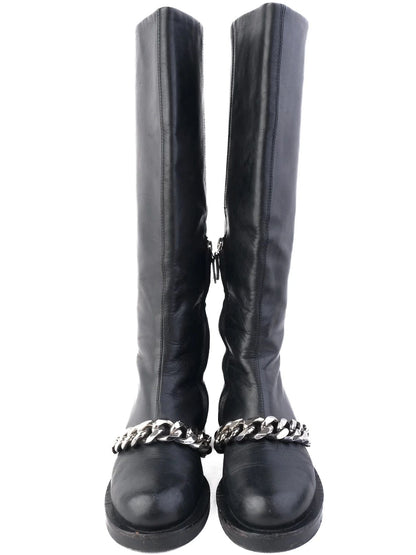 Excellent Givenchy Black Leather Knee-High Boots Size 36