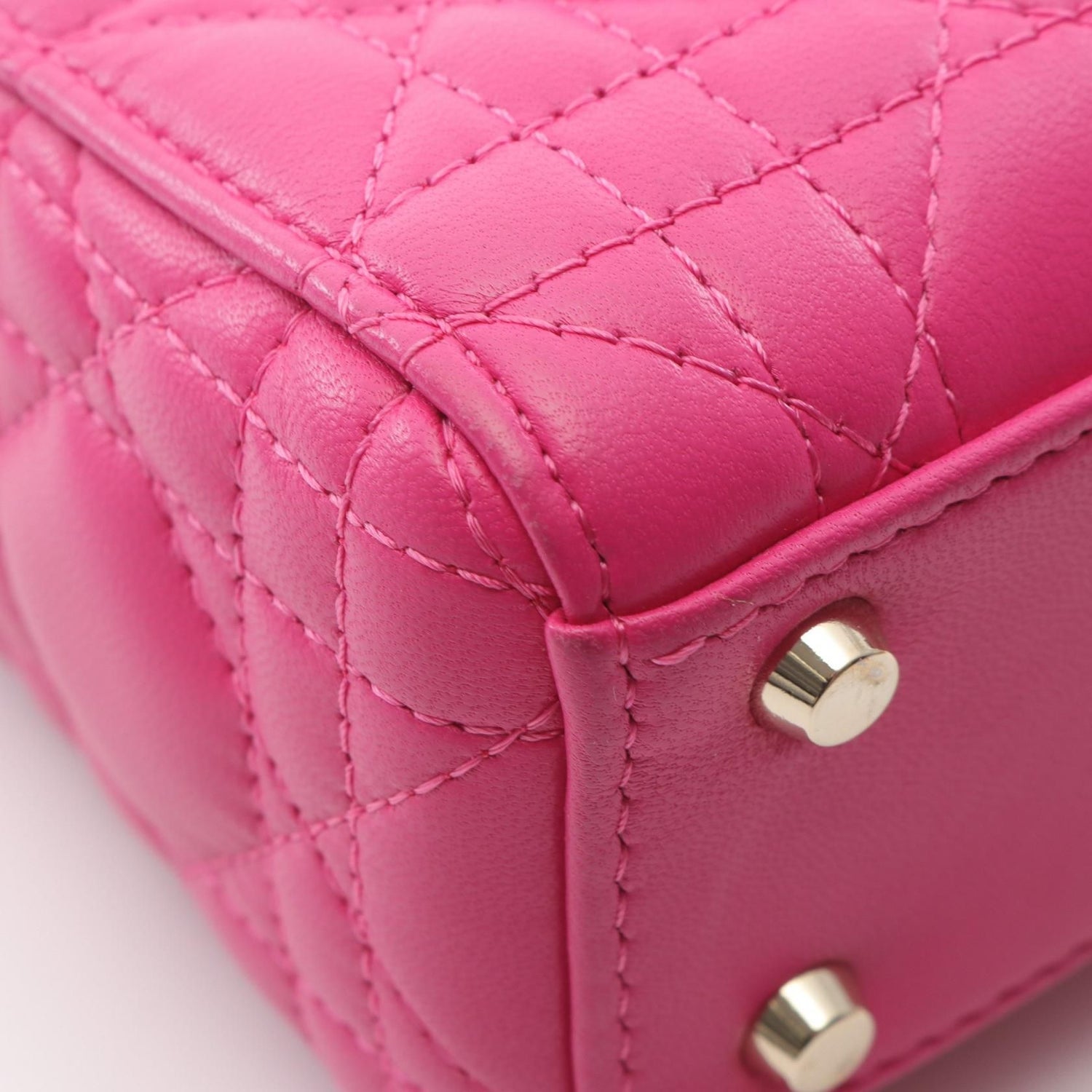 Dior Christian Dior Mini Cannage Handbag Pink Leather Mo 0505onge