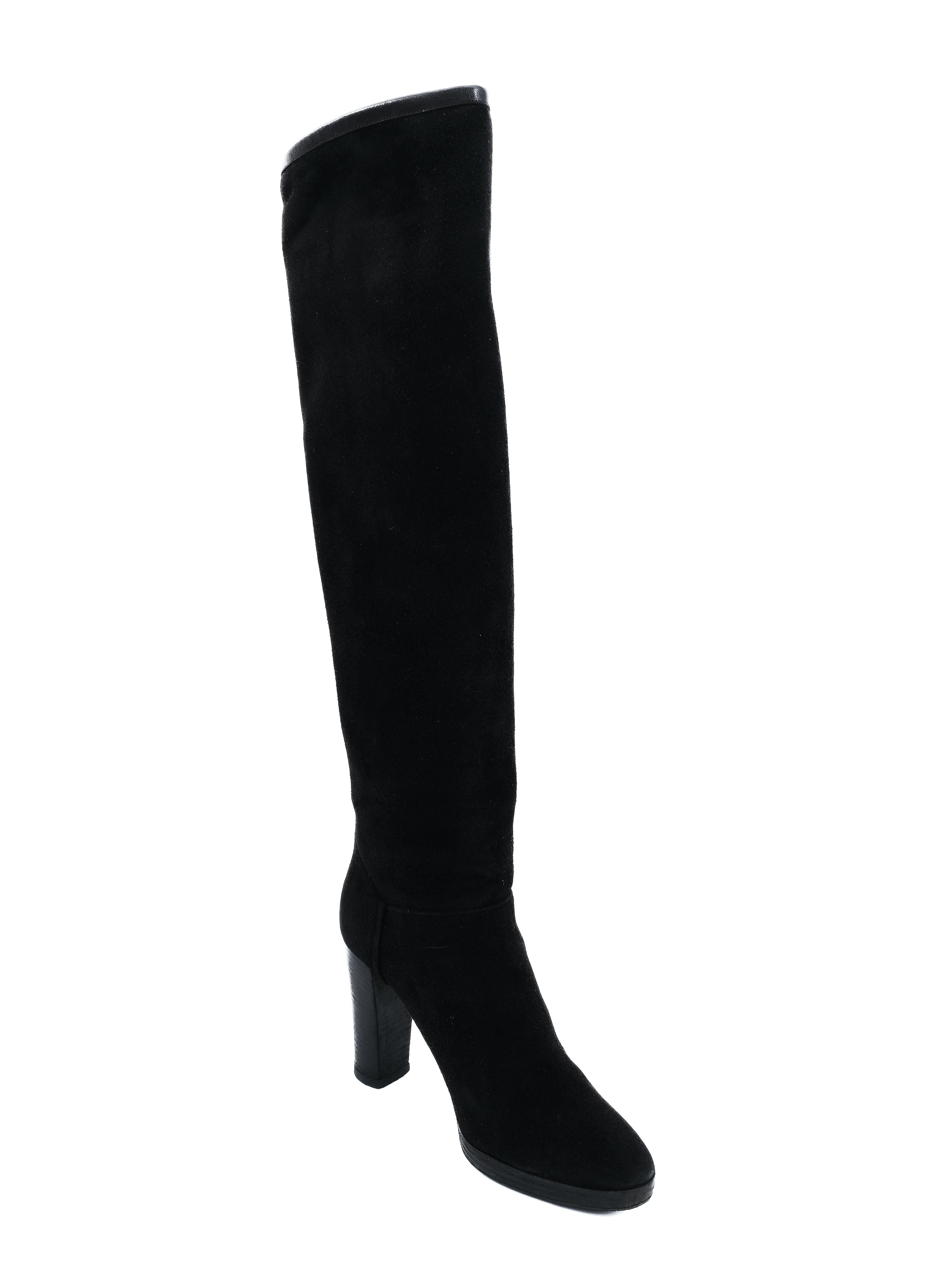 Excellent Loro Piana Black Genuine Suede Knee-High Boots Women