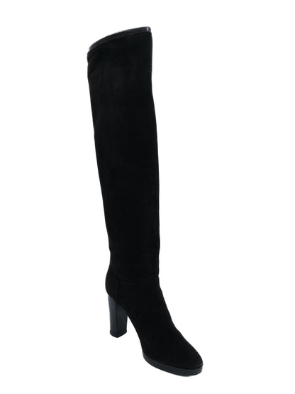 Excellent Loro Piana Black Genuine Suede Knee-High Boots Women