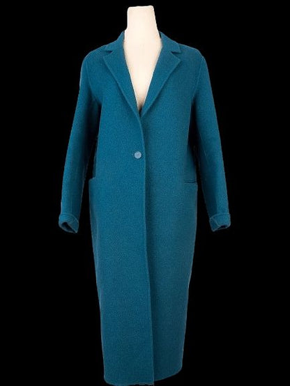 Excellent Sandro Wool Overcoat Blue Teal Size XS
