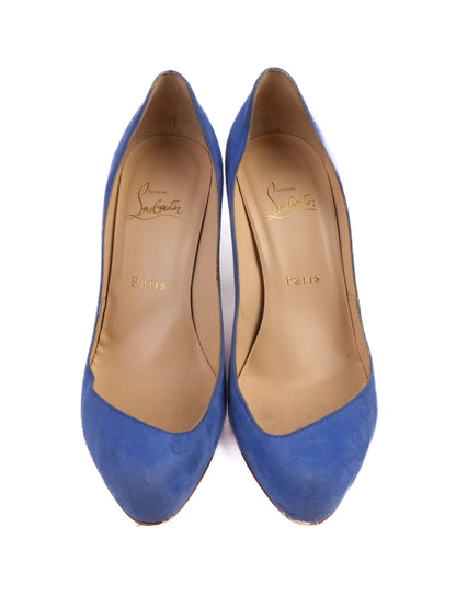 Christian Louboutin Blue Leather Stiletto Pumps Size 38.5 Excellent
