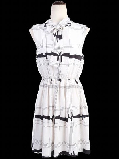Excellent Milly Silk Sleeveless Dress M Black &amp; White Checkered