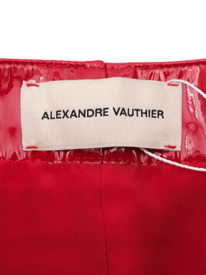 Excellent Alexandre Vauthier Red Mini Skirt Leather with Pockets