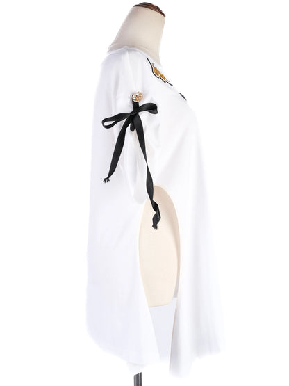 EXCELLENT Dolce Gabbana White Cotton Shirt with Decorative Patches Size S