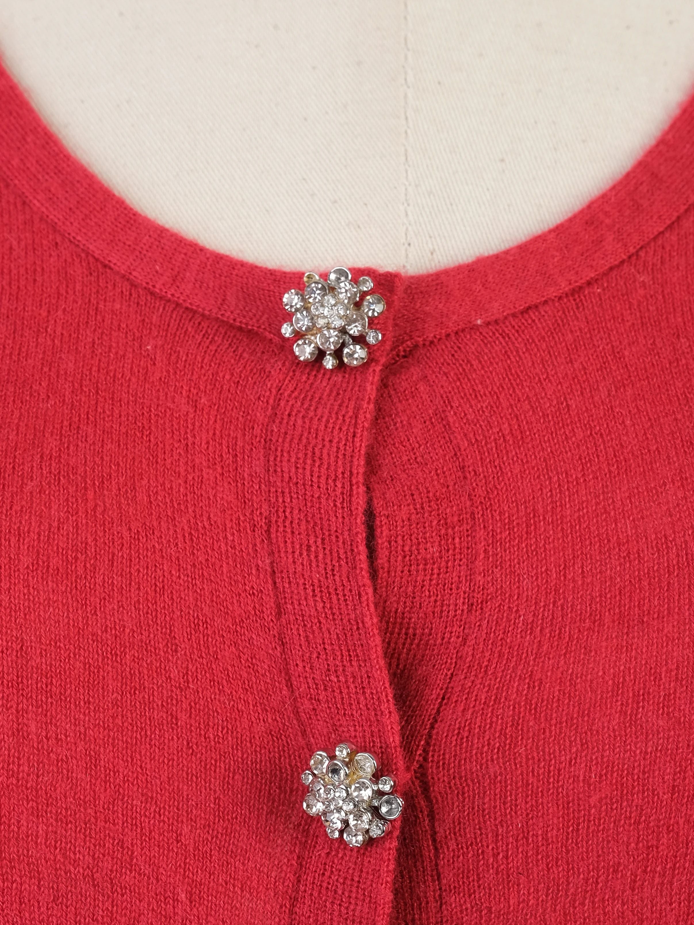 Excellent Tara Jarmon Red Cashmere Cardigan Size M