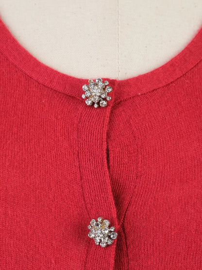 Excellent Tara Jarmon Red Cashmere Cardigan Size M