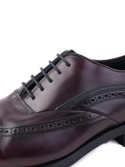 Excellent Prada Black Leather Brogue Shoes Size 40.5 for Men