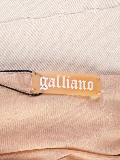 Excellent John Galliano White Silk Dress with Floral Embellishments