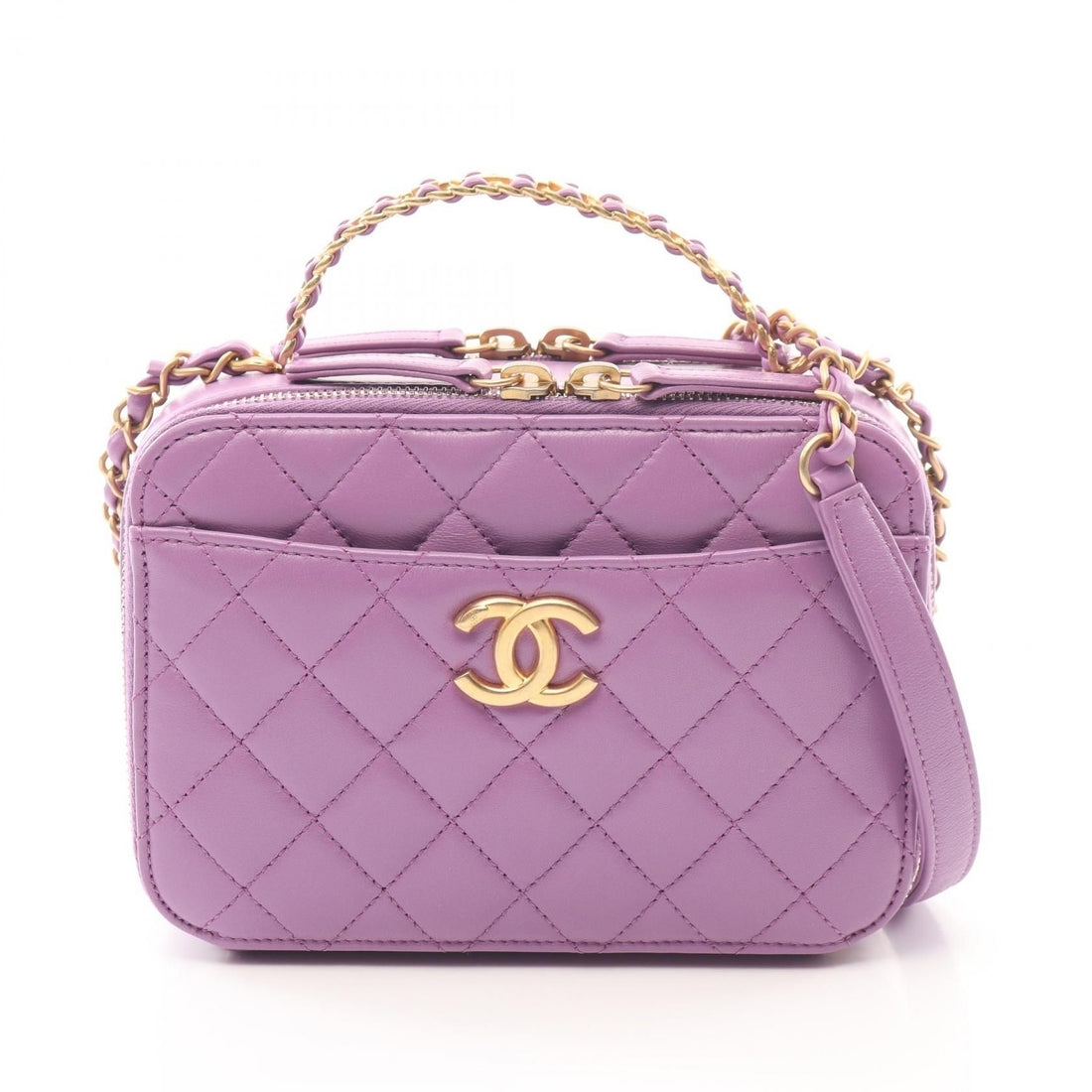 Chanel Purple Matelasse Handbag Lambskin (sheep Leather) As 3222
