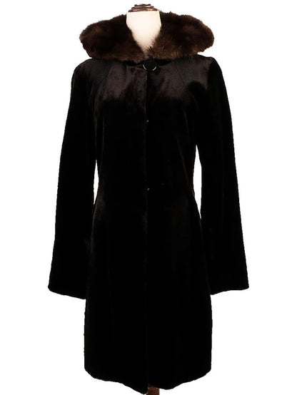 Excellent Varni WomenÕs Orange Fur-Trimmed Coat Size S