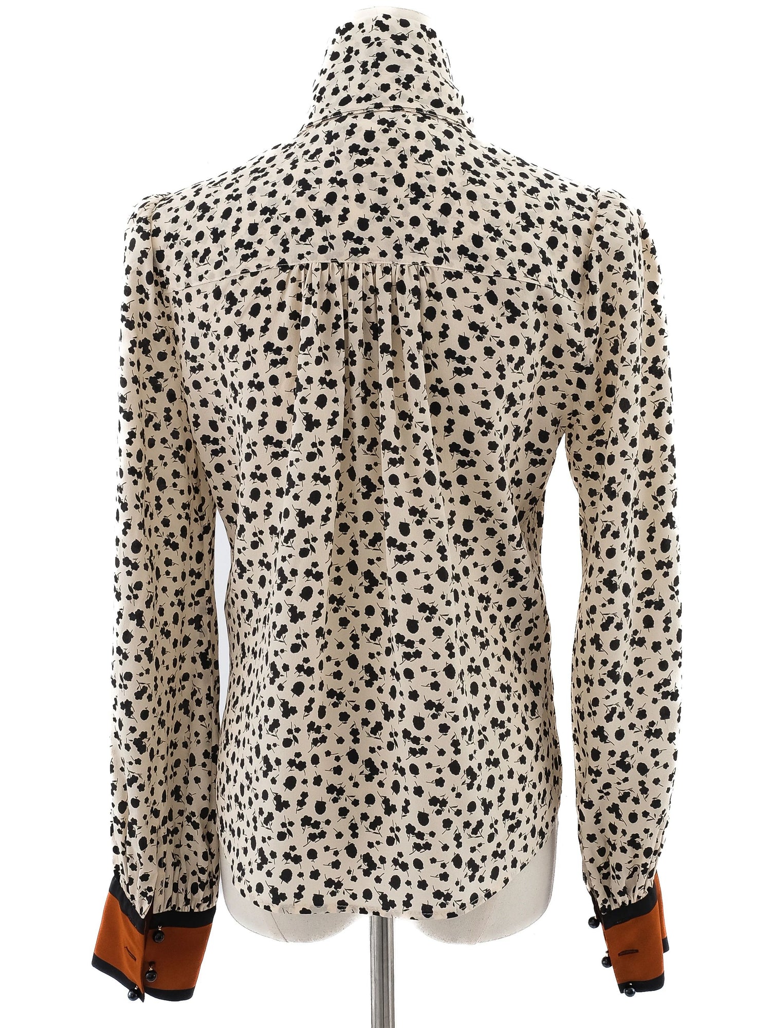 Excellent L.K.Bennett Long-Sleeve Silk Polka Dot Blouse Size S