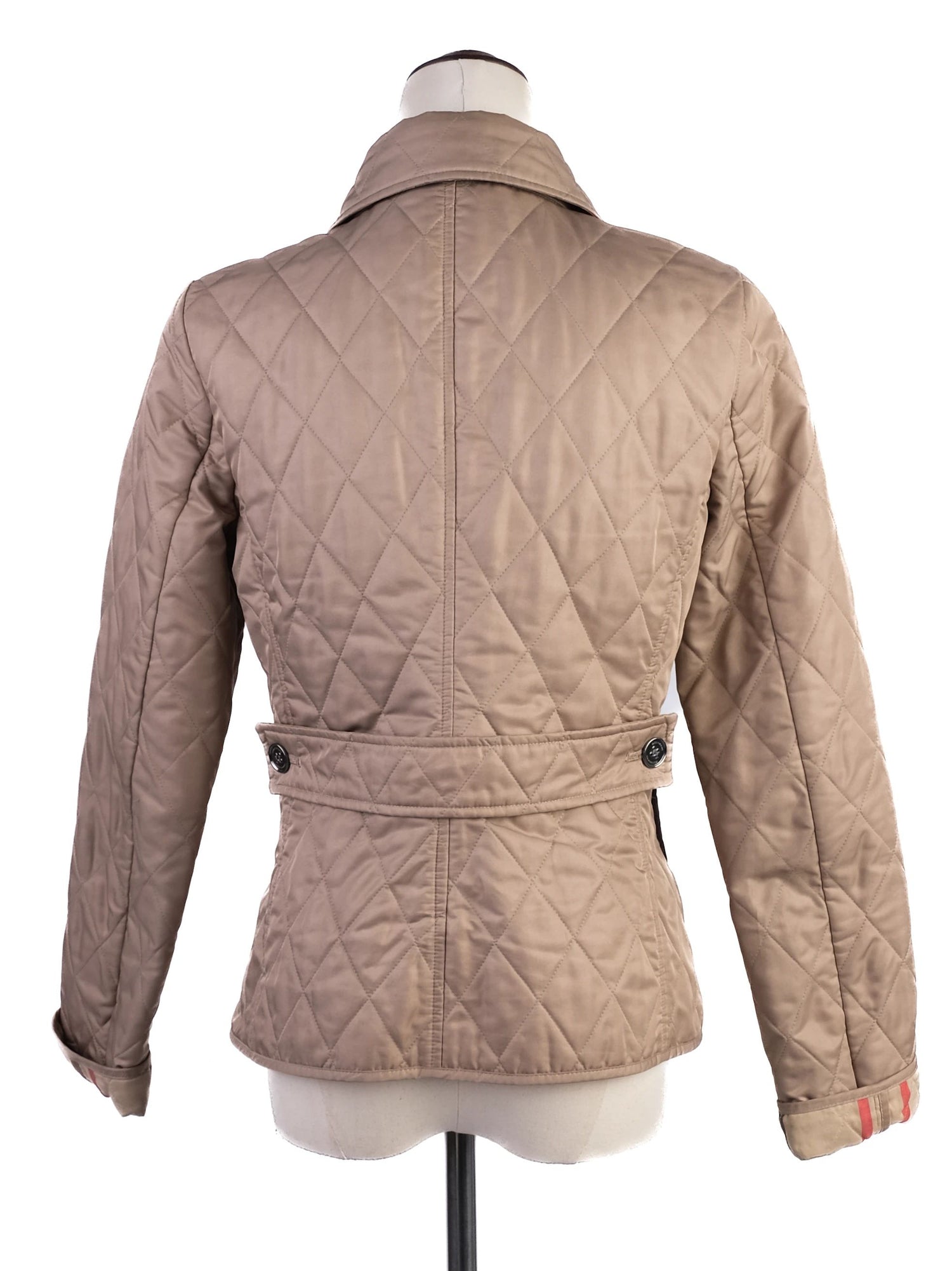 Excellent Burberry Gray Quilted Jacket Women Size S Polyester
