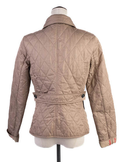 Excellent Burberry Gray Quilted Jacket Women Size S Polyester