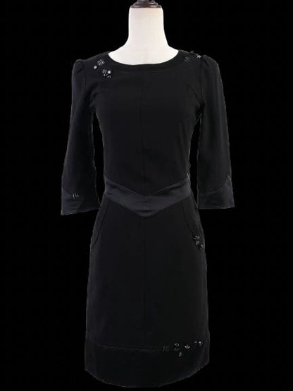 EXCELLENT Moschino Black Triacetate Dress XS with Embellishments