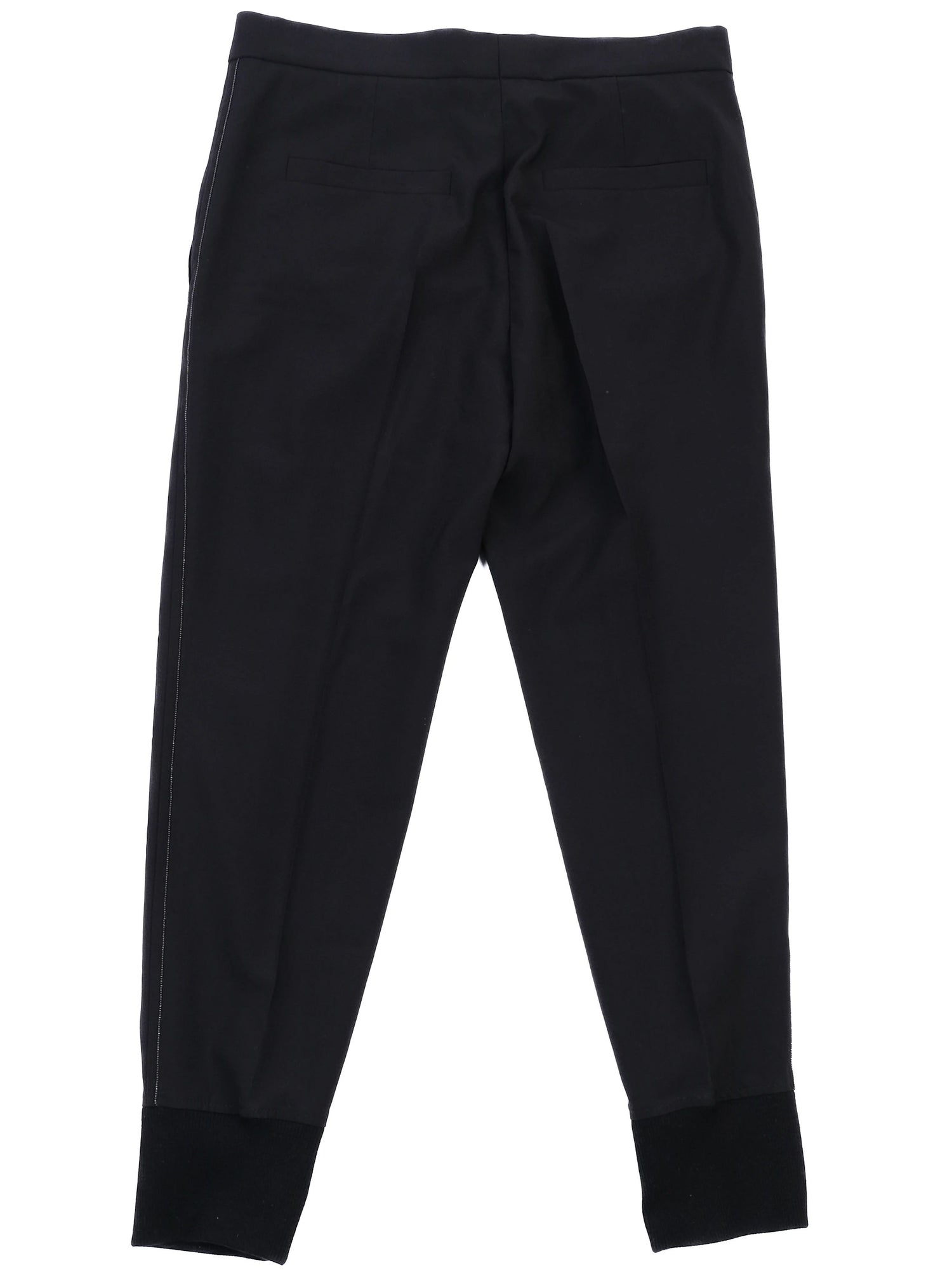 Excellent Brunello Cucinelli Black Wool Pants Cuffed Legs Women&