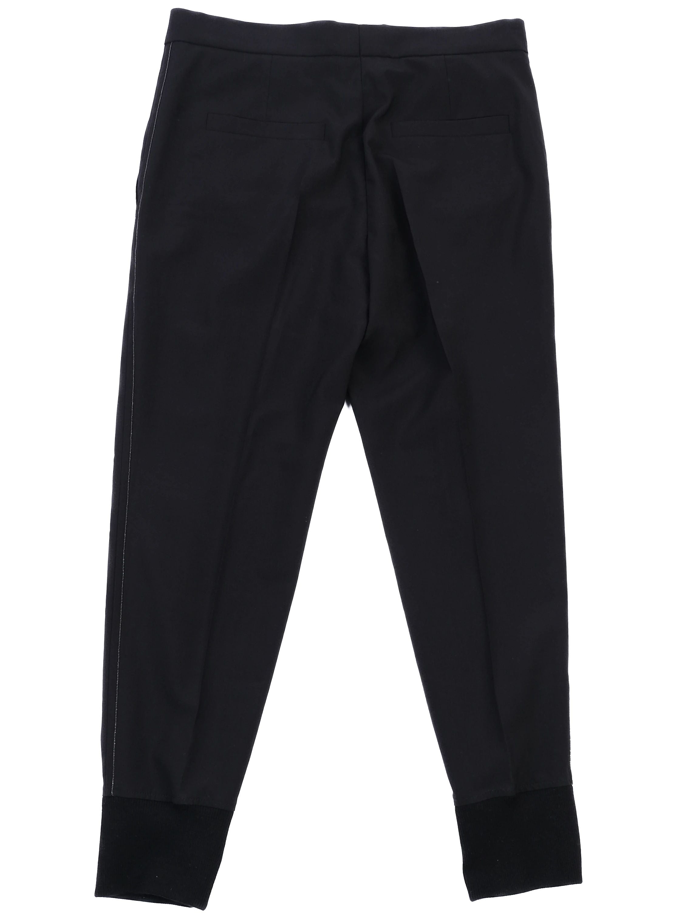 Excellent Brunello Cucinelli Black Wool Pants Cuffed Legs Women&