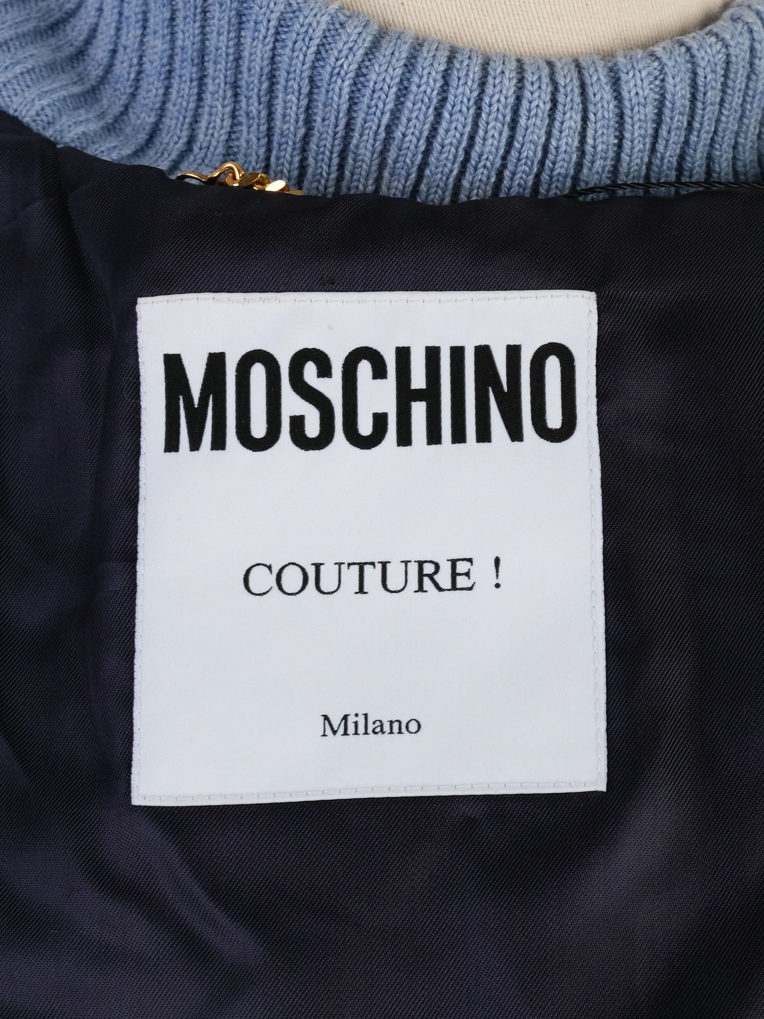 Excellent Moschino Blue Quilted Denim Jacket &amp; Skirt Set