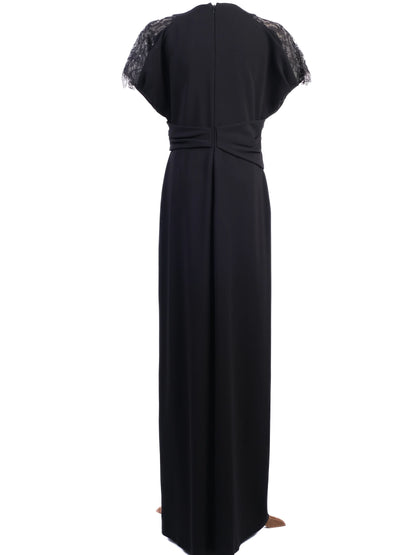 Max Mara Pianoforte Black Lace Long Dress Size L Excellent Condition