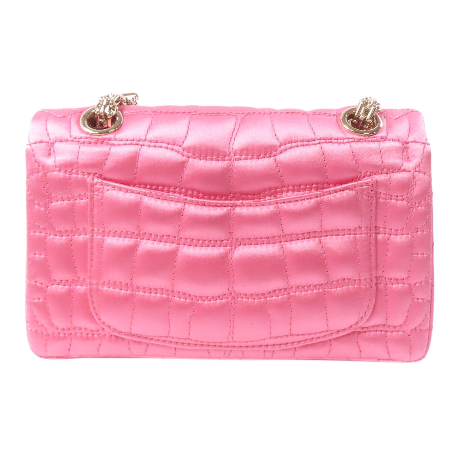 Chanel Classic Double Flap 20 Shoulder Baga Satin Pink