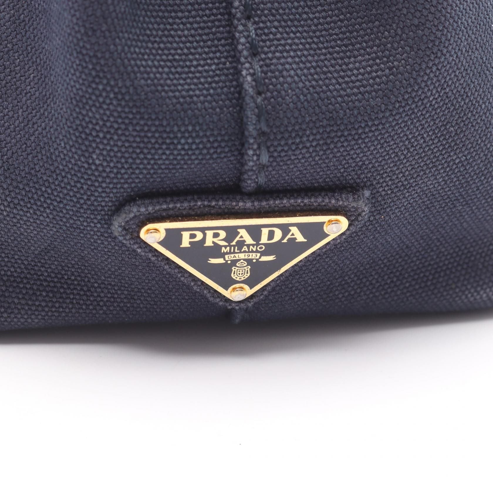 Prada Canapa Canapa Tote Bag Navy Canvas 1bg 439