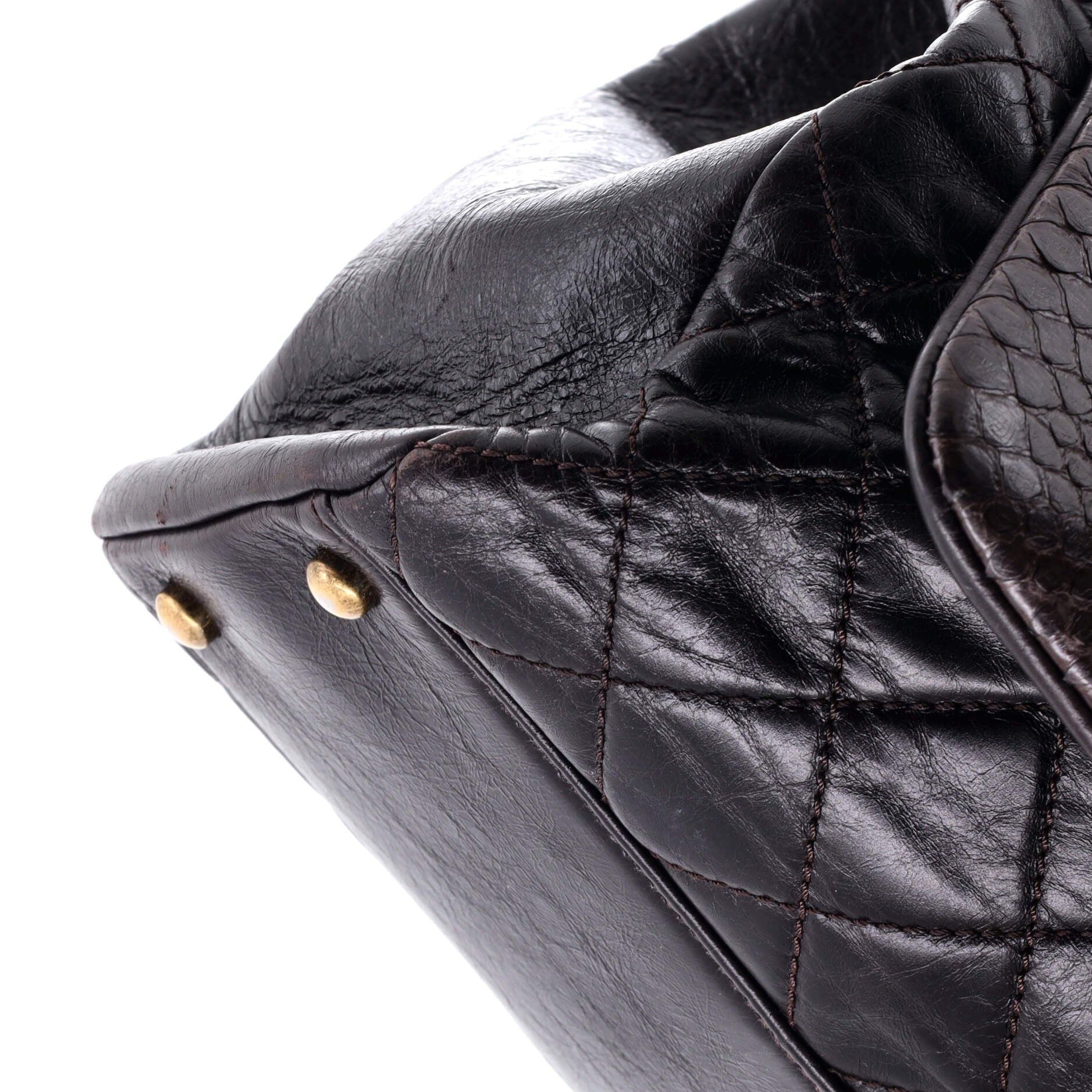 Chanel Urban Mix Tote Quilted Glazed Calfskin And Python Medium